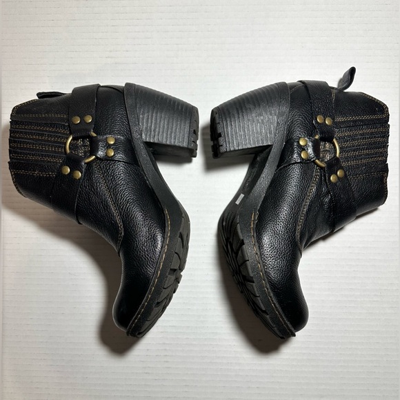 Bølo Women’s Black Leather Ring Harness Block Heel Ankle Boots Y2k Goth Size 8 - Picture 2 of 13